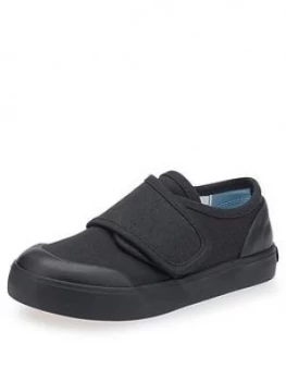 Image of Start-Rite Boys Skip Strap School Plimsolls - Black Canvas