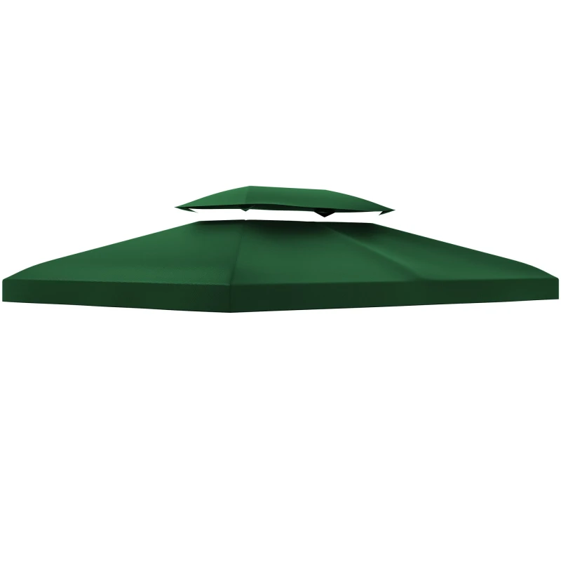 Image of Outsunny 3x4m Gazebo Replacement Roof Canopy 2 Tier Top UV Cover Green 84C-102GN