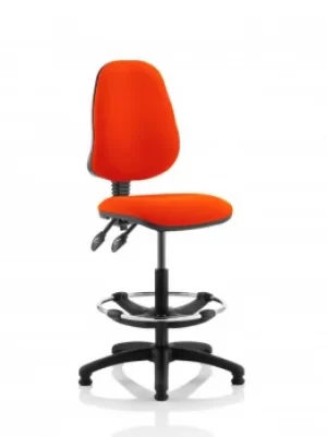 Image of Eclipse II Lever Task Operator Chair Orange Fully Bespoke Colour With Hi Rise Draughtsman Kit