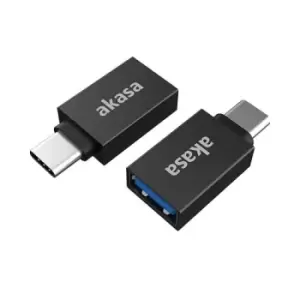 Image of AKASA AK-CBUB62-KT02 Data Adapter USB 3.2 Gen 2 Type-C (M) to USB 3.2 Gen 2 Type-A (F) Adapter Black SuperSpeed USB up to 10Gbps Data 3A/5V Fast Charg