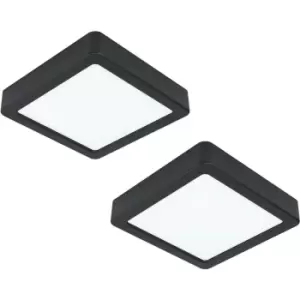 Image of 2 PACK Wall / Ceiling Light Black 160mm Sqaure Surface Mounted 10.5W LED 3000K