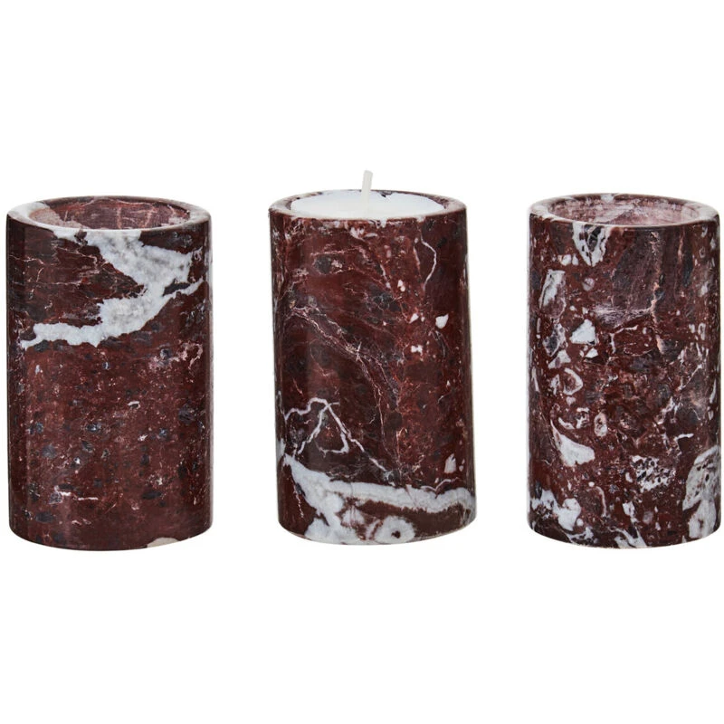 Image of Premier Housewares Three Red Marble Tealight Holders,Candle Protection Candleholders, Easy to Clean Large Candle Holders Red