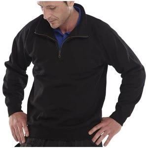 Image of Click Workwear Sweatshirt Quarter Zip 280gsm M Black Ref CLQZSSBLM Up
