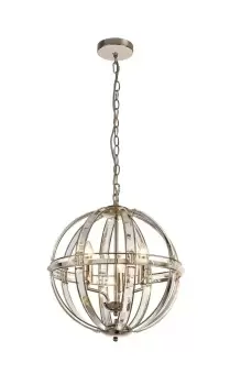 Image of Large Round Ceiling Pendant, 3 Light E27, Polished Nickel