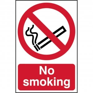 Image of Scan PVC Self Adhesive No Smoking Warning Sign 200mm 300mm Standard