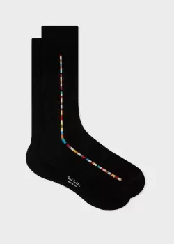 Image of Paul Smith Black 'Signature Stripe' Central Trim Socks