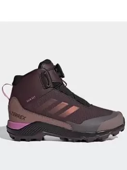 Image of adidas Terrex Mid Boa Rain.rdy Hiking Boots - Red, Size 2.5 Older