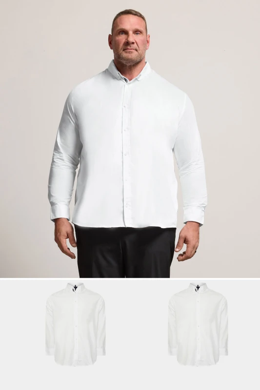 Image of BadRhino BadRhino Men 2 Pack Poplin Long Sleeve Shirts in White Size: large White L Male 5063111857548