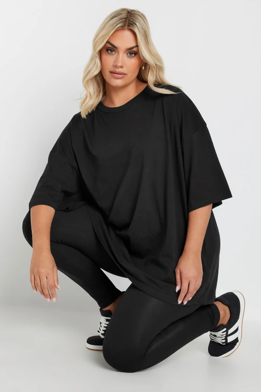 Image of Yours Womens Oversized T-Shirt in Black Size: 16 Black Female 16