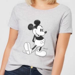 Image of Disney Mickey Mouse Classic Kick B&W Womens T-Shirt - Grey - S