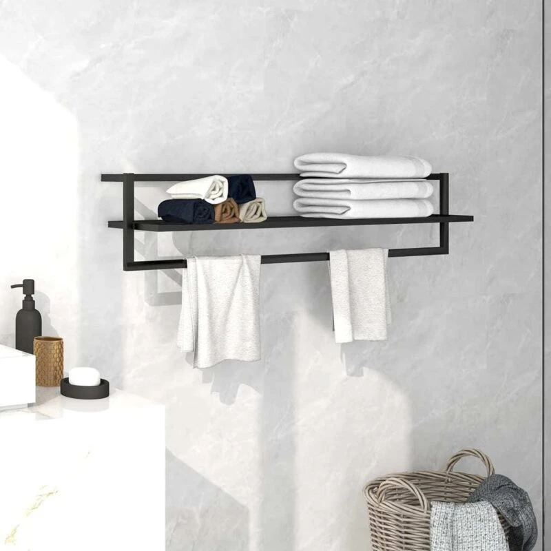Image of VIDAXL Towel Rack Black 95x25x22cm Iron Vidaxl 8720286504215