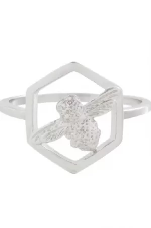 Image of Ladies Olivia Burton Silver Plated Honeycomb Bee Ring OBJ16AMR07