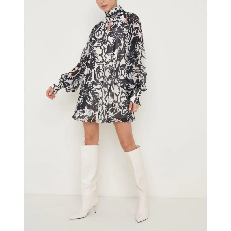 Image of Pretty Lavish Womens P Romy Chiffon Mini Dress Floral Print female 6 (2XS)