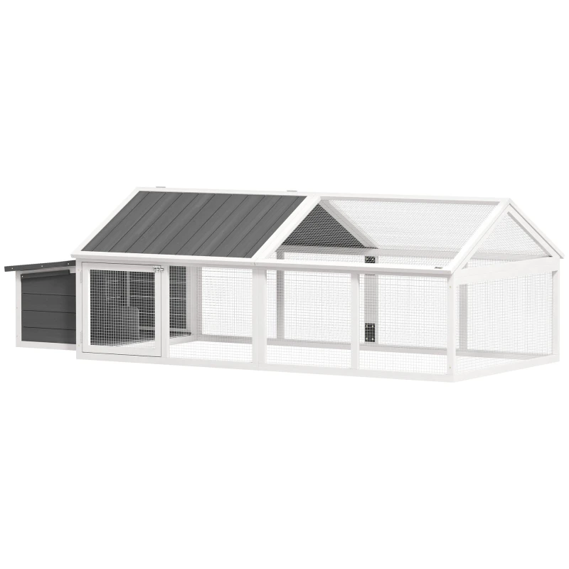 Image of PawHut Wooden Chicken Run with Nesting Box - Openable Roof - for 4-8 Chickens TJ Hughes 5063603001176