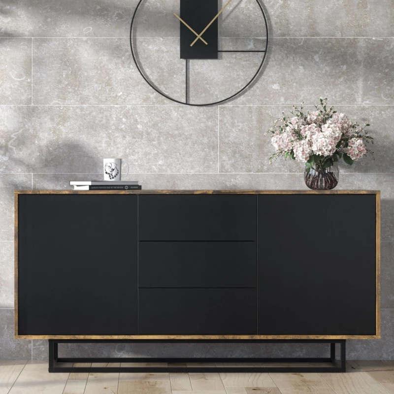 Image of Mex Furniture LTD Sideboard 140cm Loft / Industrial in Dark Brown Dark Brown Unisex