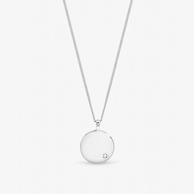 Image of Inicio Celestial Detail Personalised Pendant - Gift Pouch Silver female One Size