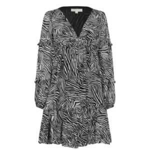 Image of Michael Kors Long Sleeve Zebra Mini Dress Womens - Black