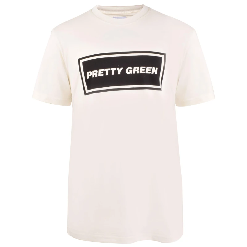 Image of Pretty Green Mens PG Text Logo Regular Fit T-Shirt White male Small