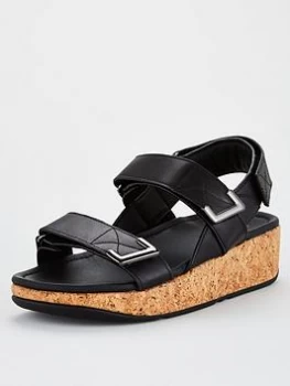 Image of Fitflop Remi Adjustable Strap Wedge Sandals - Black