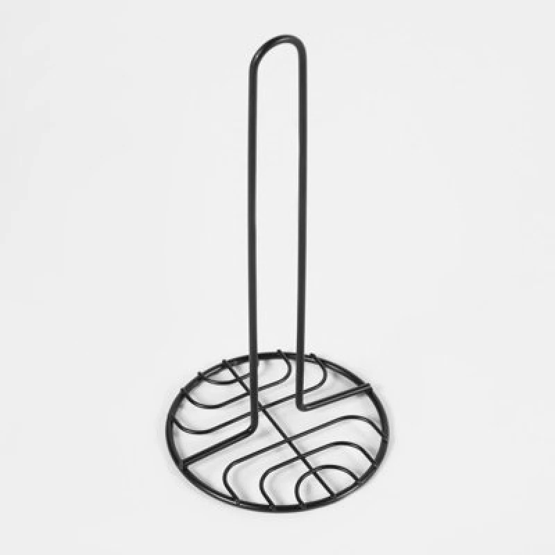 Image of OHS OHS Matte Black Kitchen Roll Holder Paper Towel Freestanding Non Slip Black One Size Unisex 5027434184583