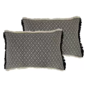 Image of Paoletti Tangier Twin Pack Polyester Filled Cushions Monochrome 40 x 60cm