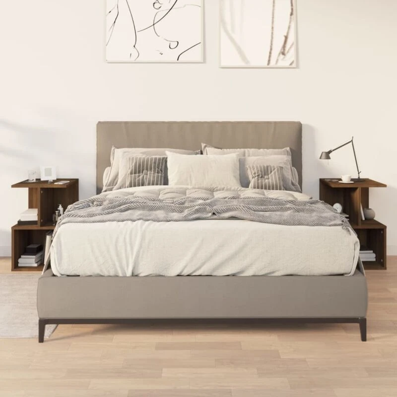 Image of VIDAXL Bedside Cabinets 2 pcs Brown Oak 35x35x55cm Engineered Wood Vidaxl 8720286932506