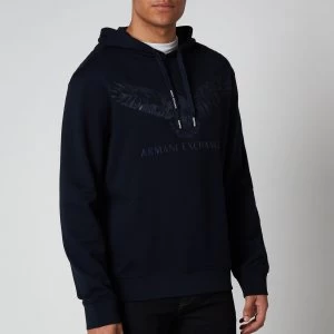 Image of Armani Exchange Eagle Logo Hoodie Navy Size M Men