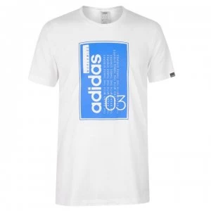 Image of adidas Box Linear 03 T Shirt Mens - White/Blue/Blk
