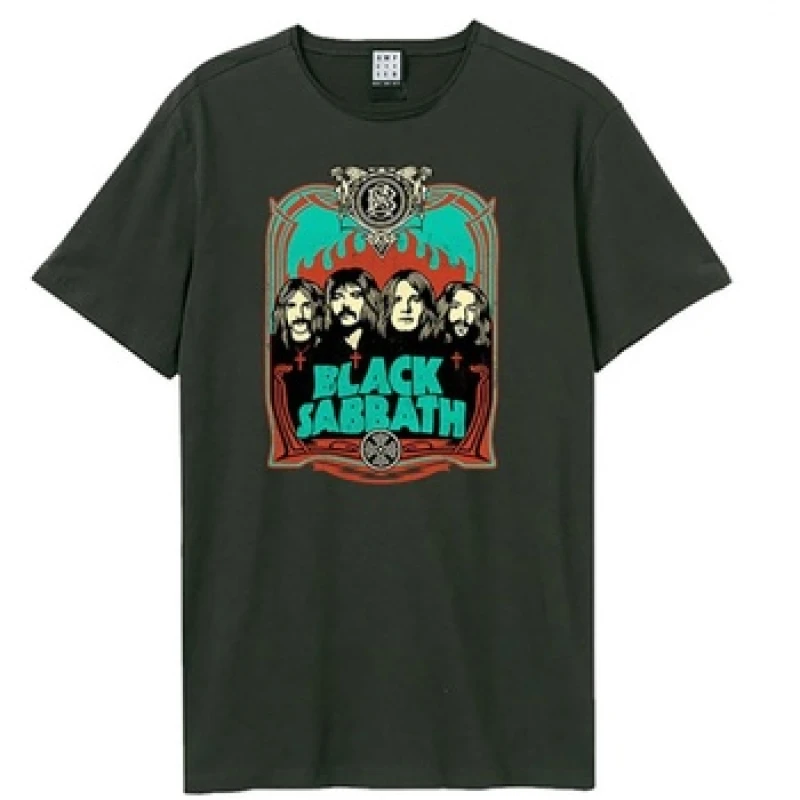 Image of Black Sabbath Black Sabbath Men Flames T-Shirt in Charcoal Size: X-Small Charcoal XS Male 5063527284181