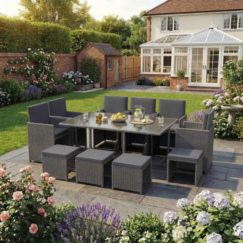 Image of Lassic Garden Vida Cuba 10 Seater Rattan Set UKFR Grey unisex 10 Seater