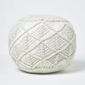 Image of Natural Crochet Knitted Pouffe 40 x 50cm - Natural - Homescapes