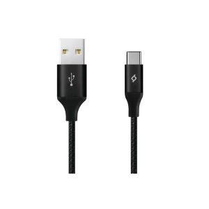Image of Maplin USB-C 2.0 to USB-A Nylon Braided Data & Charging Cable 3m Black