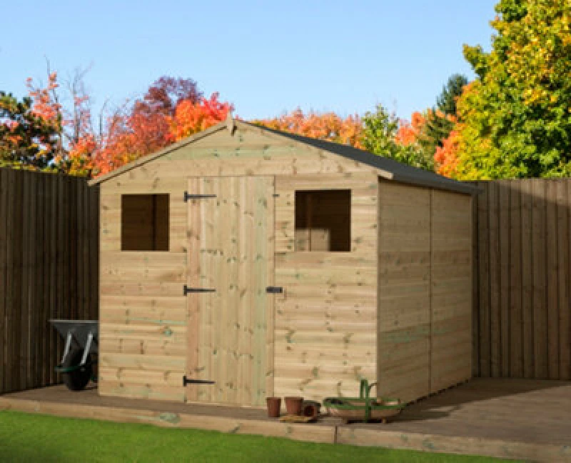 Image of Empire Sheds Empire 10000 Premier Apex Shed Windows 8X9 Pressure Treated Tongue And Groove Wooden Garden Shed (8' X 9' / 8ft X 9ft) (8X9)