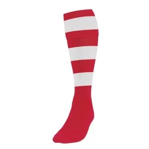 Image of Precision Hooped Football Socks Mens Red/White