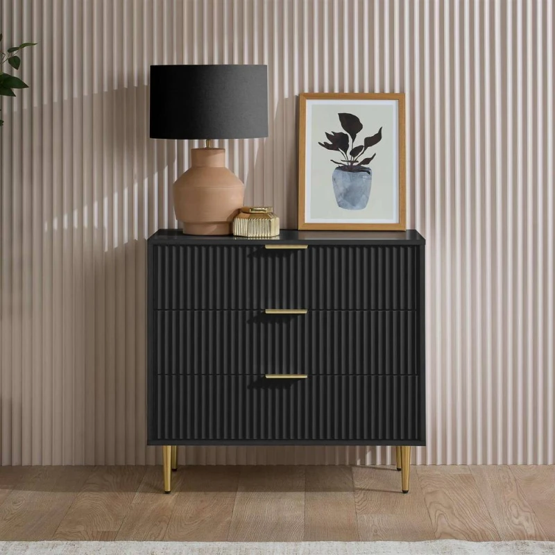 Image of Birlea Zara Black 3 Drawer Chest of Drawers