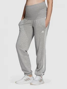 Image of adidas Essentials Cotton 3-Stripes Joggers (Maternity) Wo - Medium Grey Heather / White