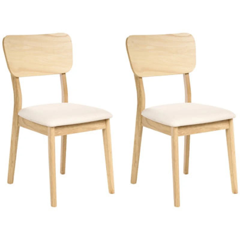 Image of Beliani Set Of 2 Dining Chairs Minier Wood Light Brown/ Beige