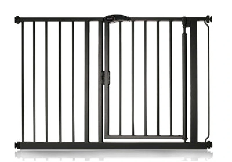 Image of Safetots Pressure Fit Self Closing Stair Gate, 111Cm - 118Cm, Matt Black, Auto Closing Baby Gate, Safety Barrier