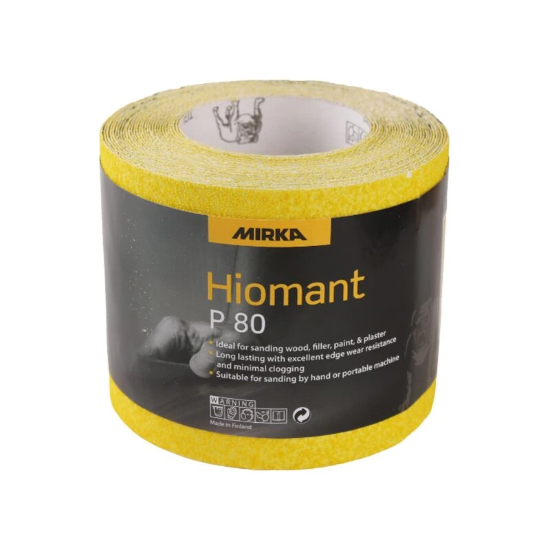 Image of MIRKA 115mm Yellow Hiomant Paper 5m Rolls - P80 - Mirka 4153400180