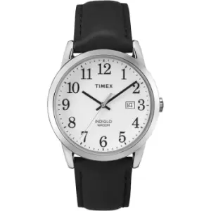 Image of Timex TW2P75600 Mens Easy Reader Watch with Silver-Tone Case & Black Leather Strap