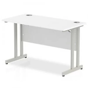 Image of Impulse 1200/600 Rectangle Silver Cantilever Leg Desk White