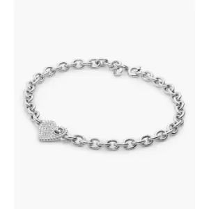 Image of Michael Kors Womens Sterling Pav Heart Line Bracelet - Silver
