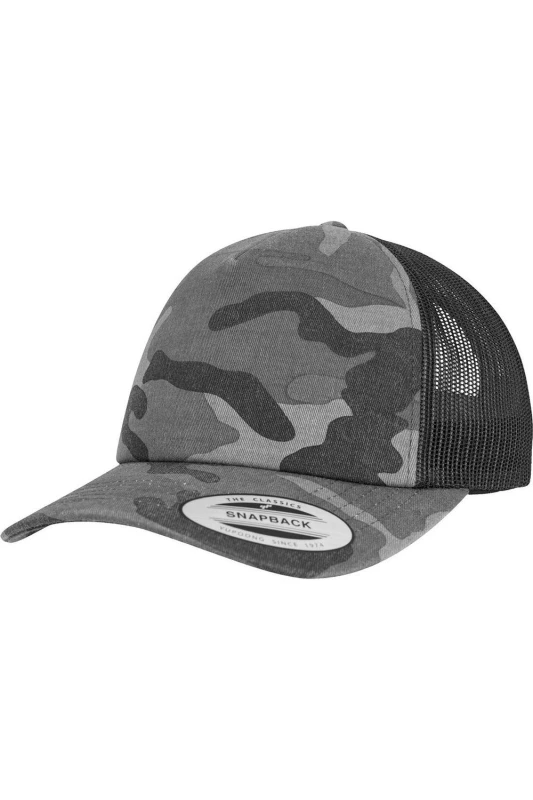 Image of Flexfit Womens Camo Trucker Cap in Black Female One Size