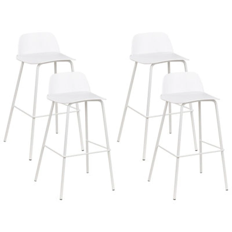 Image of Beliani Set Of 4 Bar Chairs Mora White
