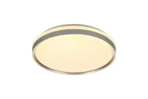 Image of Flush Ceiling 39cm, 1 x 24W LED, 3 Step-Dimmable, 3000K, 1000lm, IP44, Silver, White Acrylic