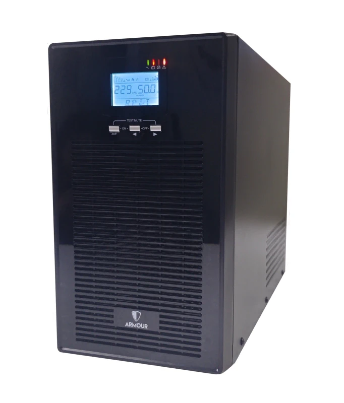 Image of VIDA Armour 3000VA UPS 2400W LCD Display 2x UK Plug 2x RJ45 3x IEC USB Brown Box ARM3000