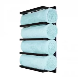 Image of Matt Black 5 Tier Wall Towel Rack Black
