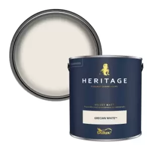 Image of Dulux Heritage Velvet Matt Grecian White Matt Emulsion Paint 2.5L