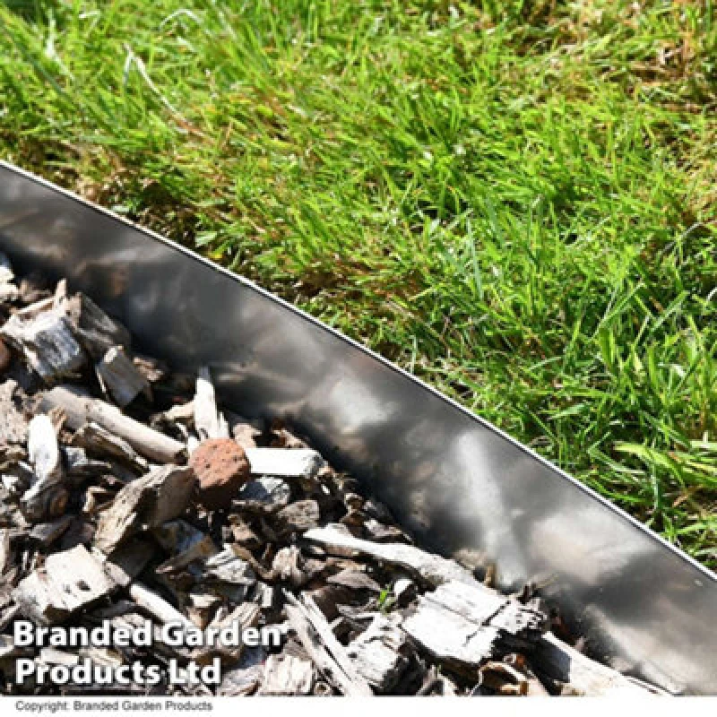 Image of Garden Gear Heavy Duty Metal Border Edging 1M Easy Installation Rustproof Landscaping Flowerbed Pathway (Silver) Set Of 4