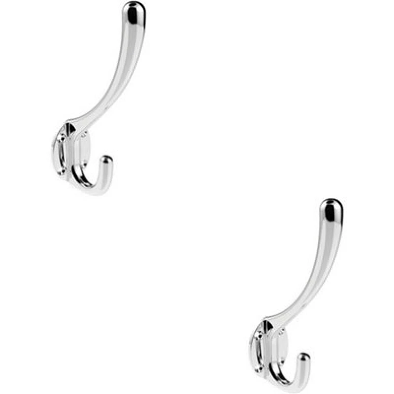 Image of Loops 2x Heavyweight One Piece Hat & Coat Hook 76mm Projection Polished Chrome Multi